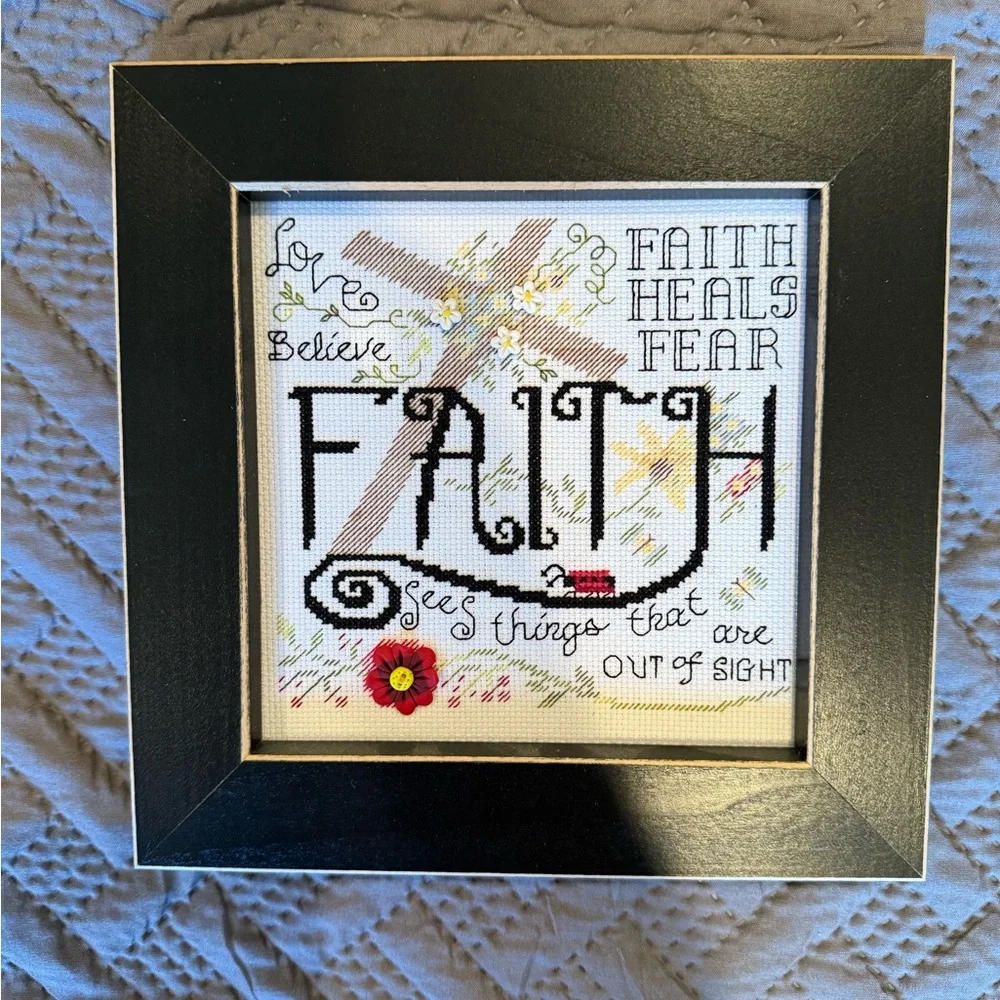Hand Crafted Black and White Fiber Art FAITH (1 of 6) - Picture 1 of 1